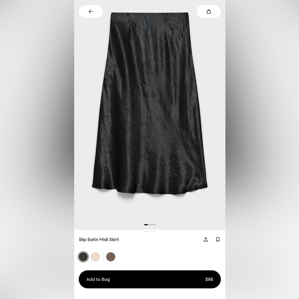Aritizia slip satin midi skirt